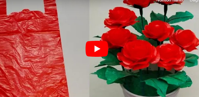 Rose Flower Making with Plastic bag l Cara Membuat Bunga Mawar dari Plastik kresek l DIY Craft